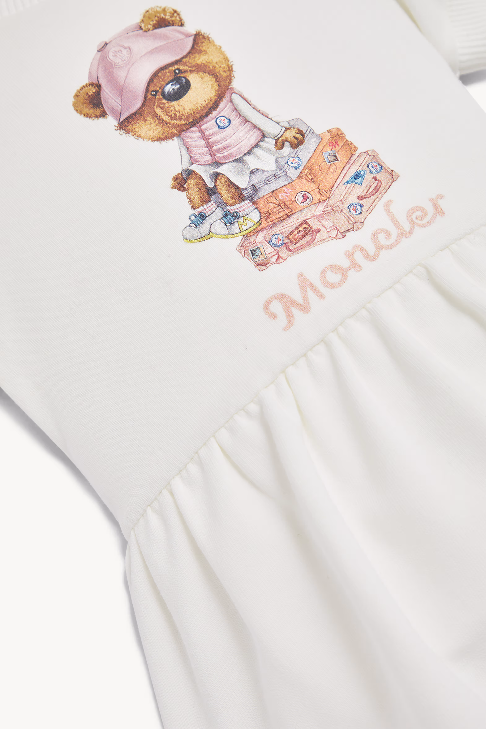 Vestido de algodón con motivo de osito de peluche Niña Blanco Moncler 3